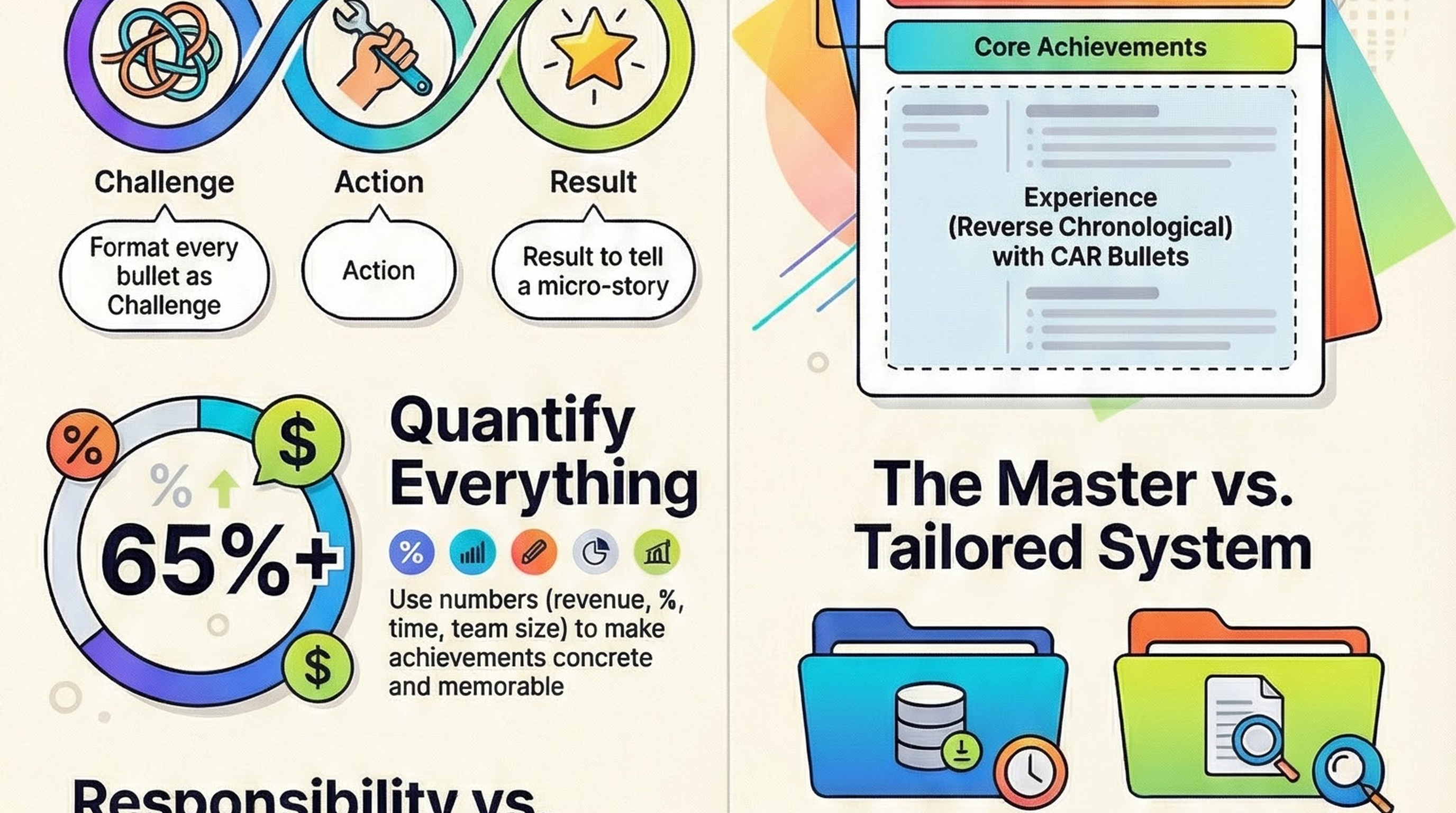 Infographic for “From Biography to Billboard: How to Write a Resume That Actually Gets Callbacks”: visual summary of biography billboard write resume (landscape layout, GHFE course).