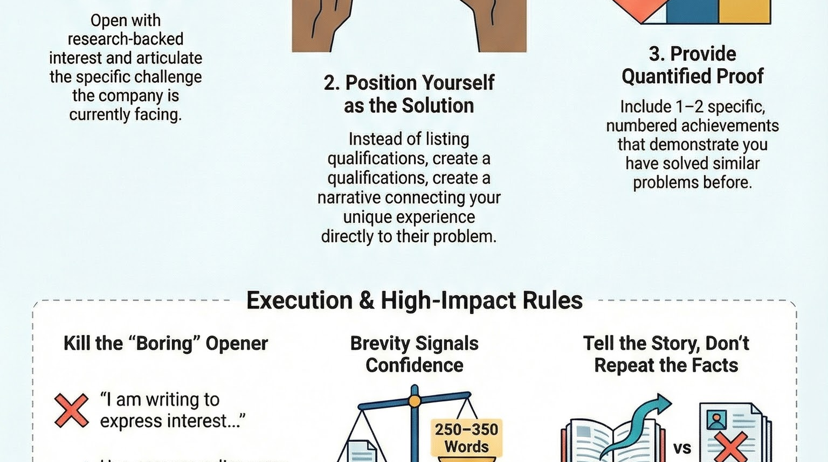 Infographic for “Stop Repeating Your Resume: How to Write the Cover Letter That Actually Gets Read”: visual summary of repeating resume write cover (landscape layout, GHFE course).