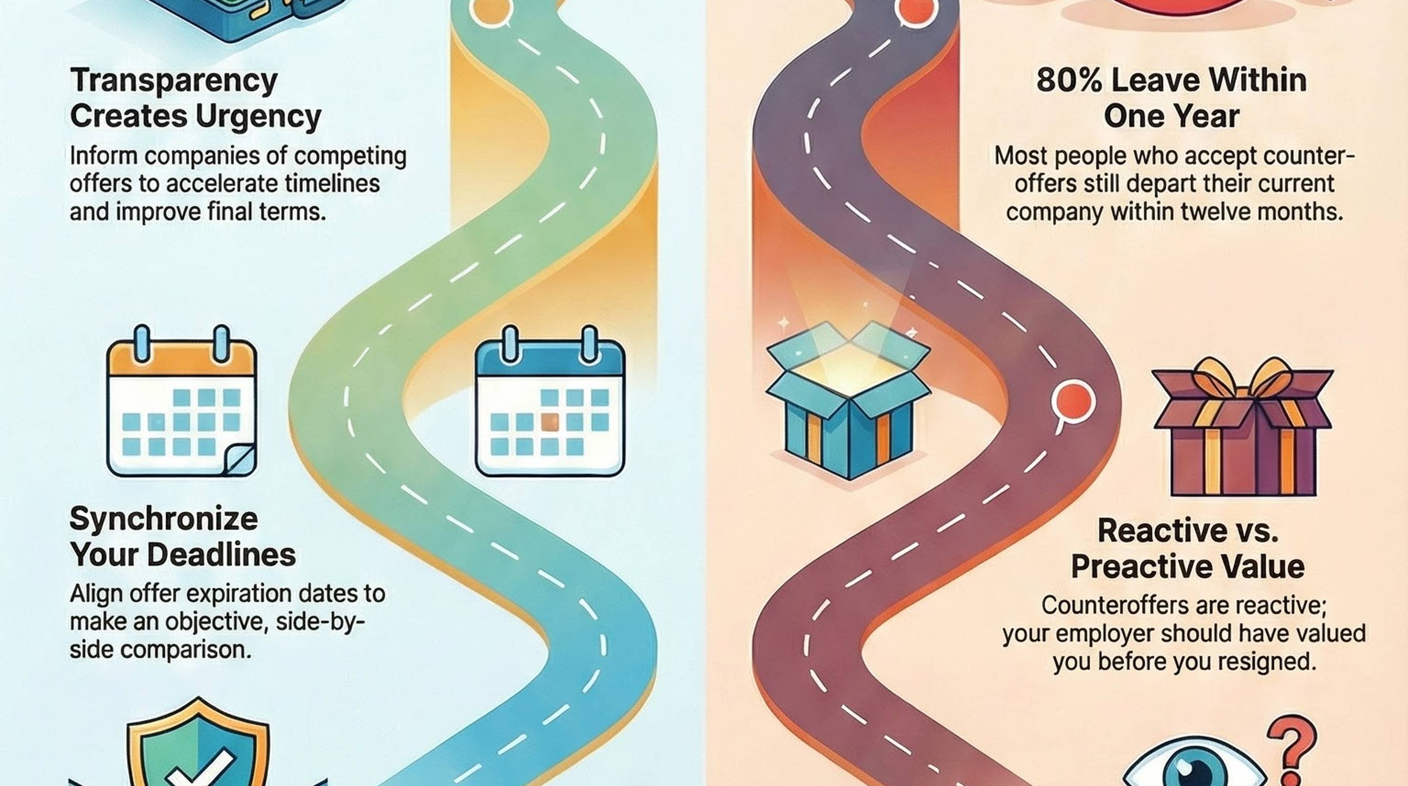 Infographic for “Navigating the Final Play: How to Master Multiple Offers and Avoid the Counteroffer Trap”: visual summary of navigating final play multiple (landscape layout, GHFE course).