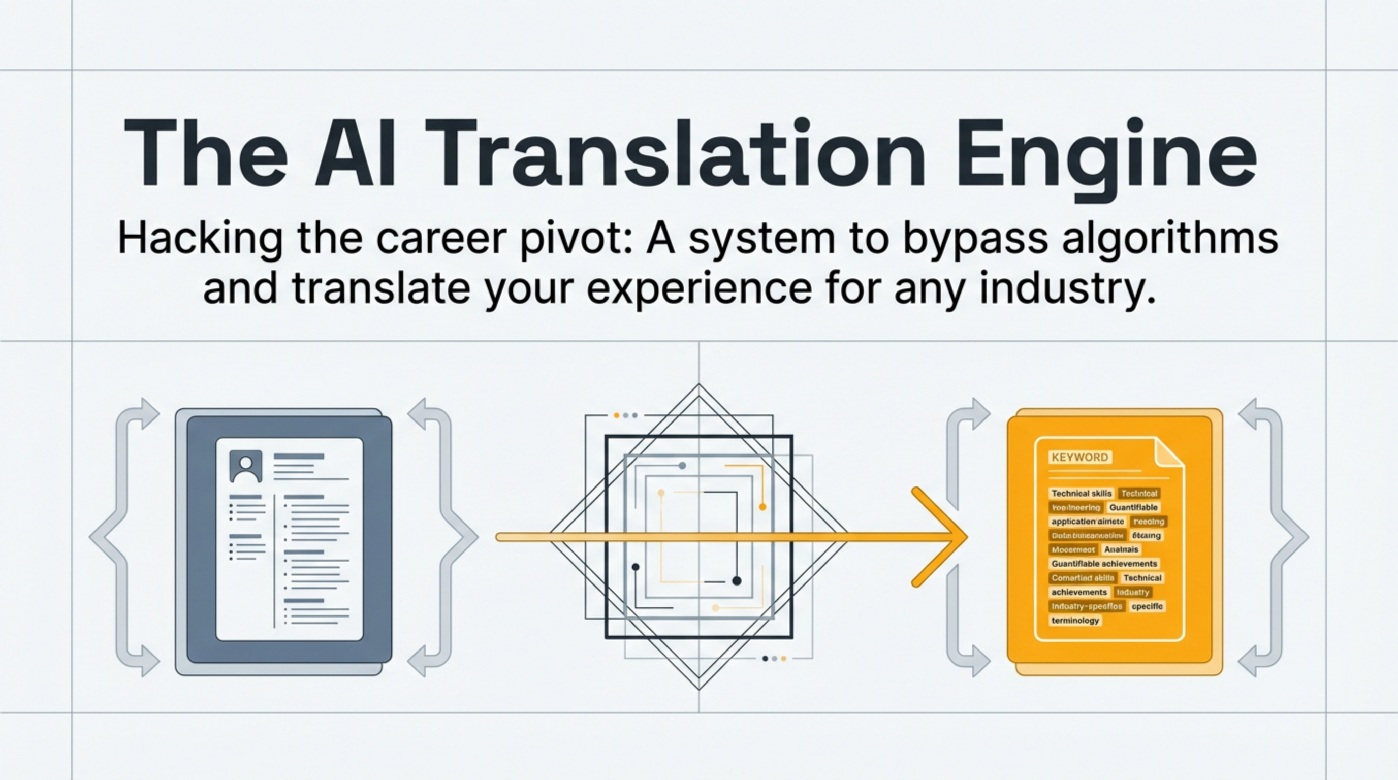 Infographic for “Study Guide: AI-Assisted Career Pivoting and the LLM Translation Engine”: visual summary of study assisted career pivoting (landscape layout, GHFE course).